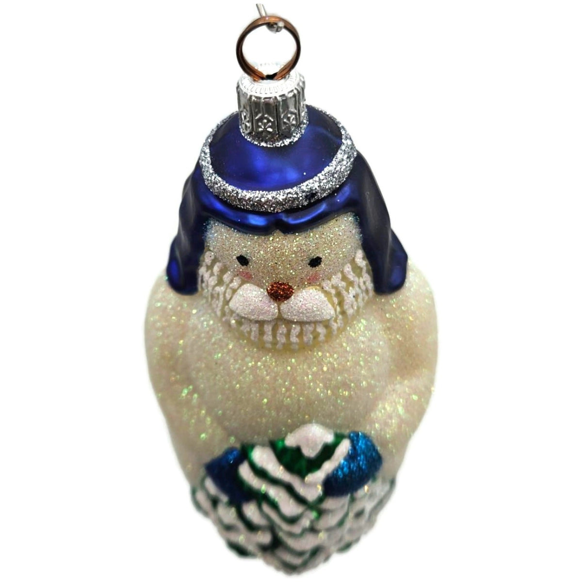 Patricia Breen Snow Joseph Blue Glittered Green White Christmas Ornament 20198