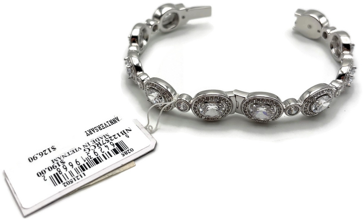 Nadri Crystal Halo CZ Line Bracelet Rhodium 7in NWT Nordstrom MSRP $1909