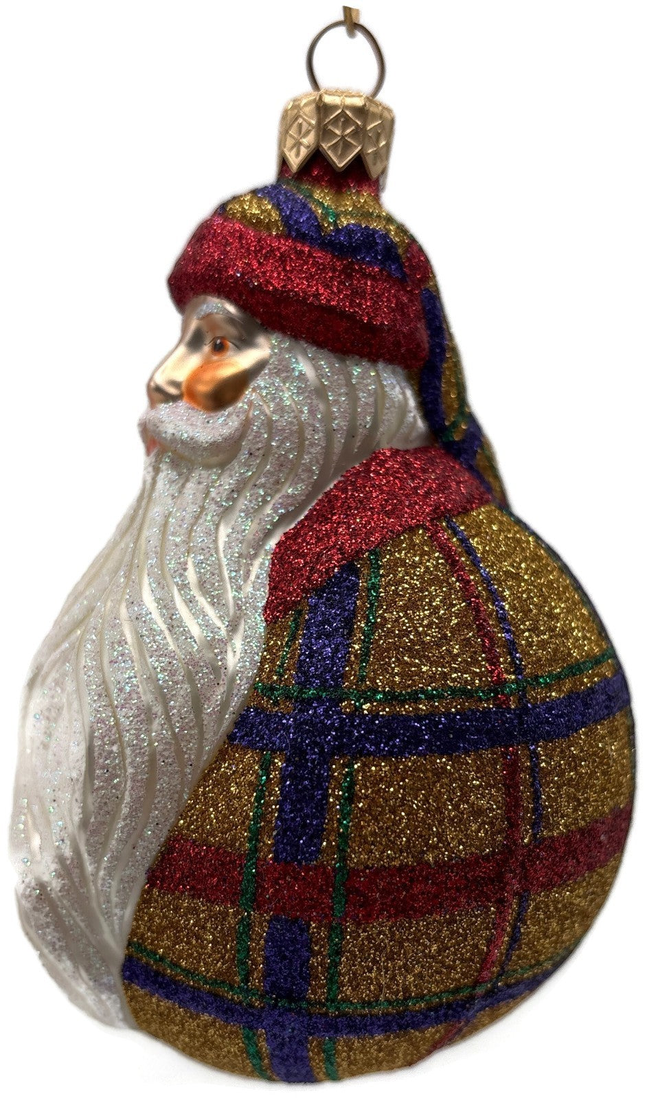 Patricia Breen Santa Du Monde Plaid Red Gold Christmas Tree Ornament CATZ 21317