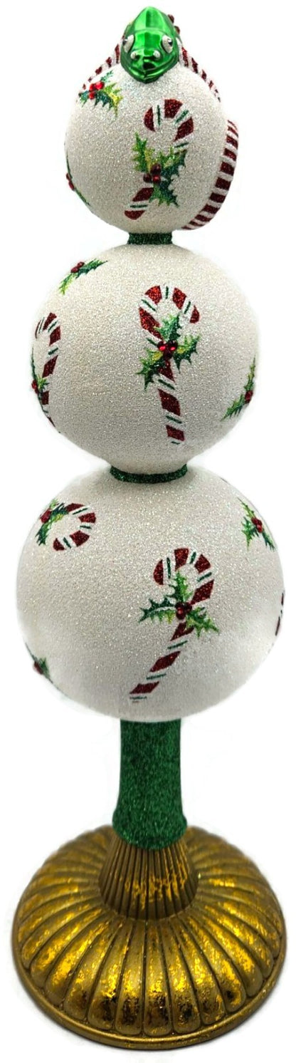 Patricia Breen Chameleon Finial Candy Canes Pearl Christmas Tree Topper 23592