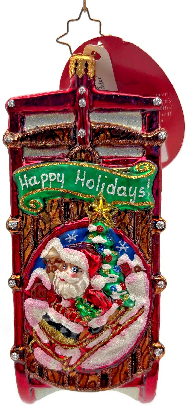 Christopher Radko 2019 Speedy Santa Sledder Glass Christmas Ornament 10198990