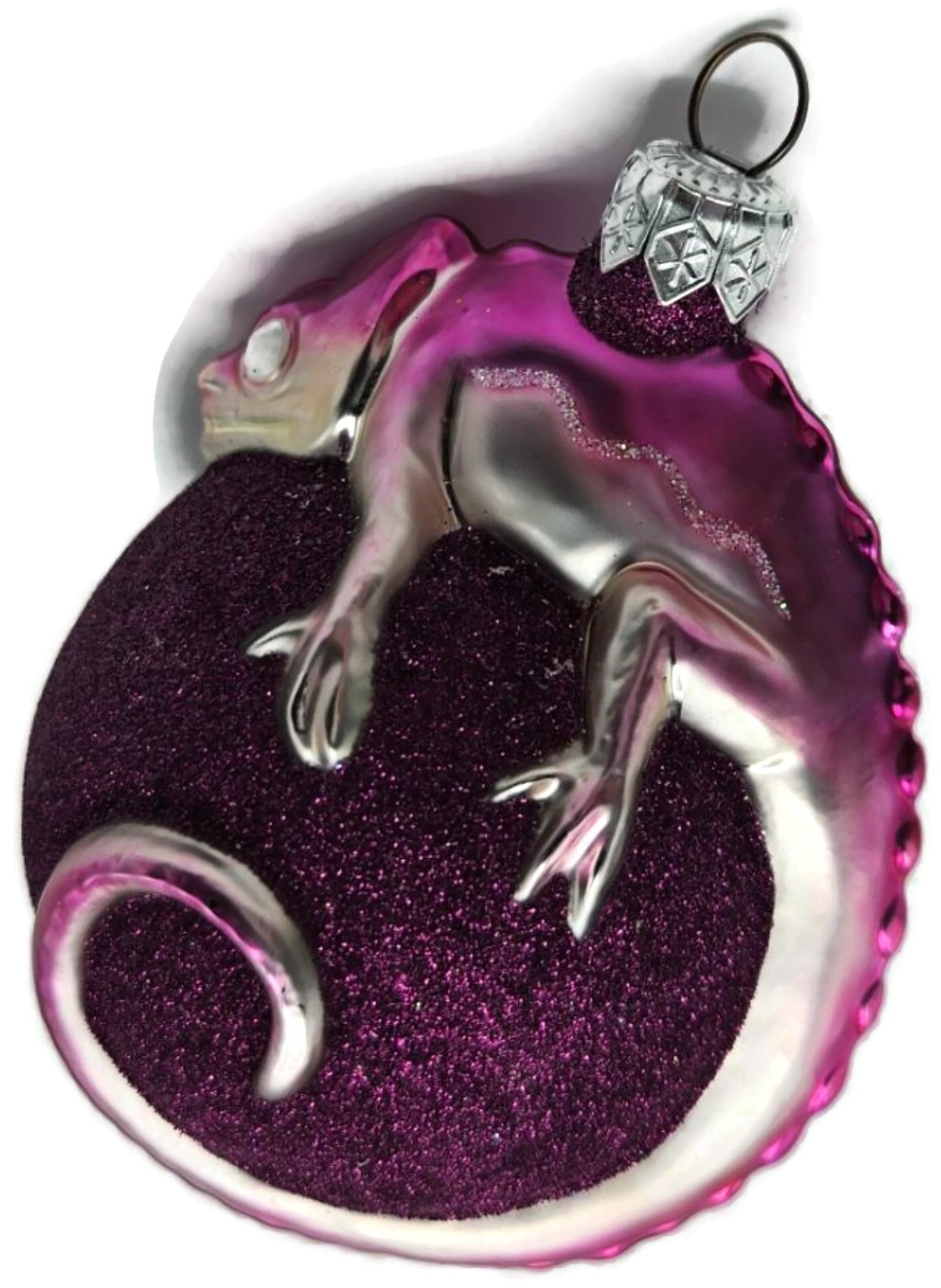 Patricia Breen Chameleon Fuchsia Glittered Christmas Ornament Milaegers 99047