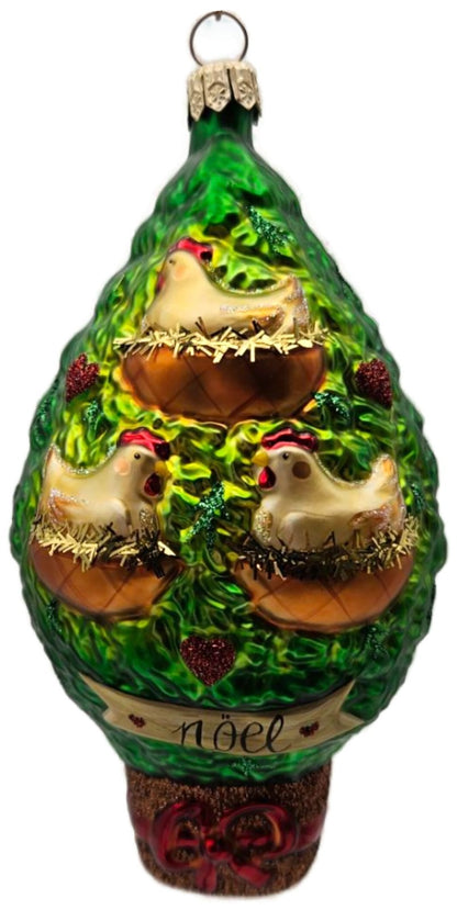 Patricia Breen Three French Hens Glittered Trunk Christmas Tree Ornament 20420