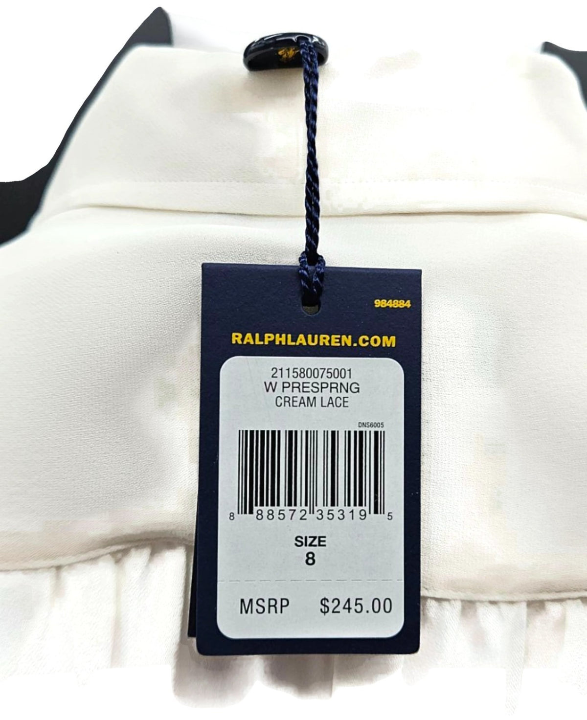 Polo Ralph Lauren Cream 100% Silk Hidden Button Collared Blouse Size 89