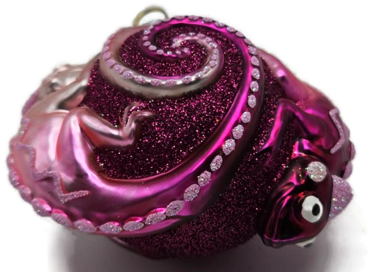 Patricia Breen Once Again for James Fuchsia Chameleon Christmas Ornament 26696