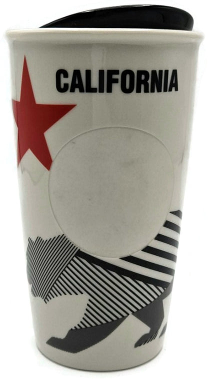 Starbucks 2015 California State Bear Flag Ceramic Traveler Mug Cup Lid 12oz 0