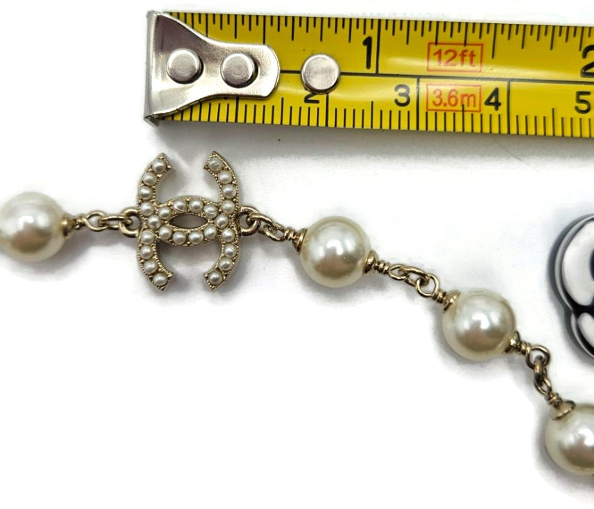 Chanel B19B Camellia Faux Pearl Crystal CC Long Necklace 2019 Gold w/ Box16