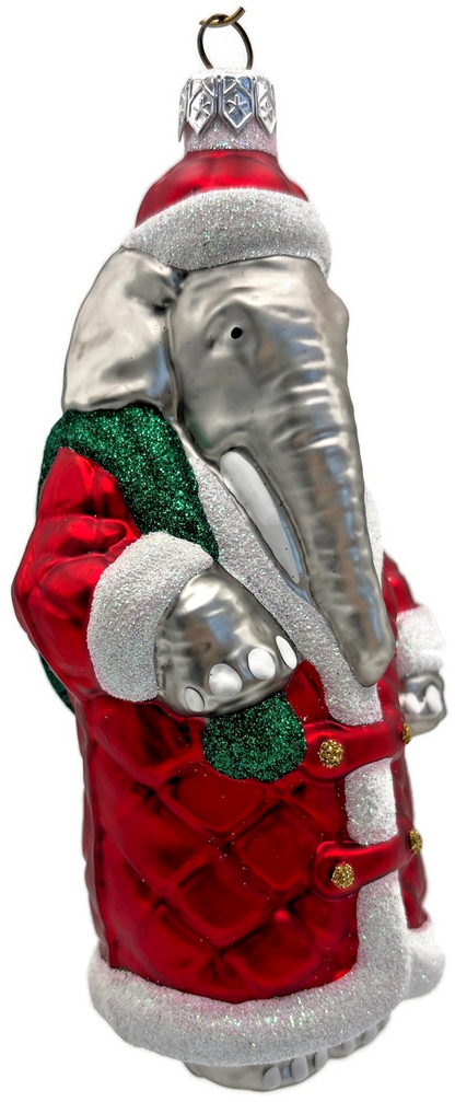 Patricia Breen Christmas at the Zoo Glittered Bag Elephant Santa Ornament 97086