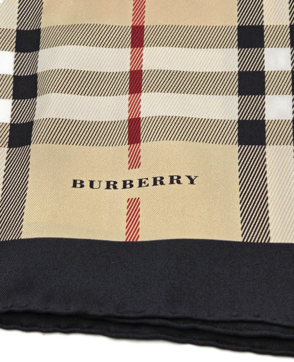 Burberry London Scarf Classic Check  Square Camel Beige New 100% Silk 34 X 347