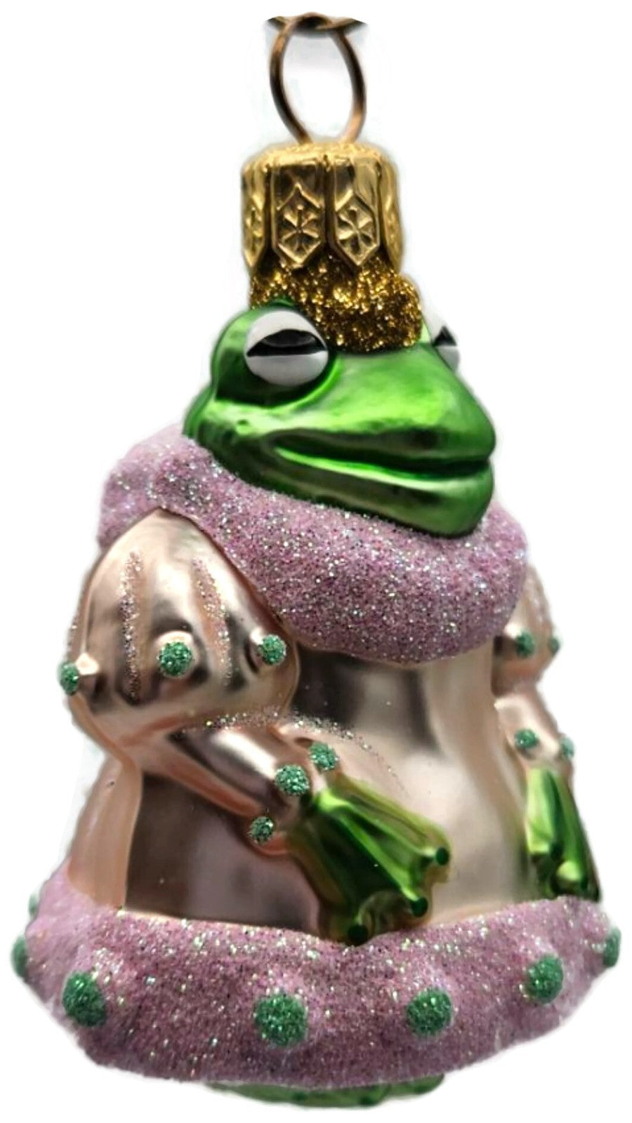 Patricia Breen Frog Princess Miniature Pink Green Dots Christmas Ornament 98137