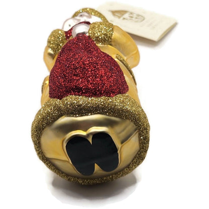 Patricia Breen Shhh Santa Gold Red Bag Glittered Glass Christmas Ornament 964311