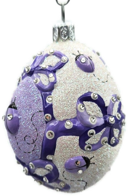 Patricia Breen Beribboned Egg Ladybugs Violet Easter Egg Purple Ornament 290214