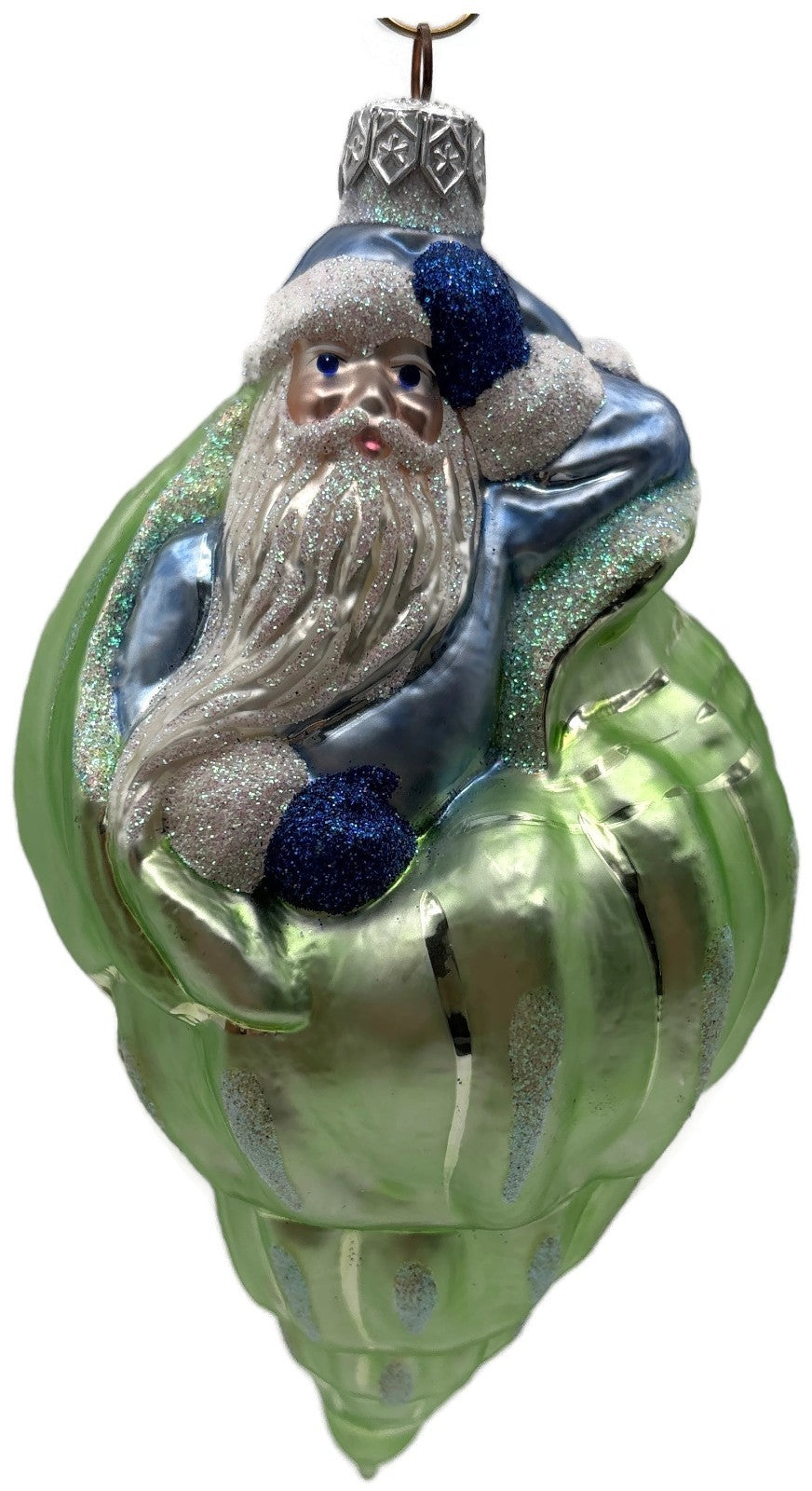Patricia Breen Coastal Santa Green Seashell Aquatic Christmas Ornament 97100