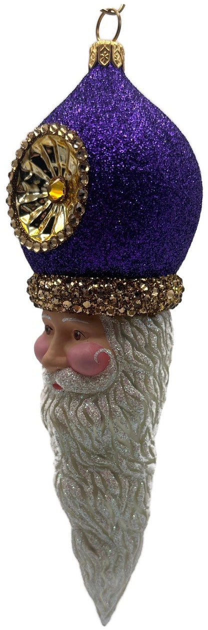 Patricia Breen Vendome Claus Glittered Purple Reflector Christmas Ornament 34417