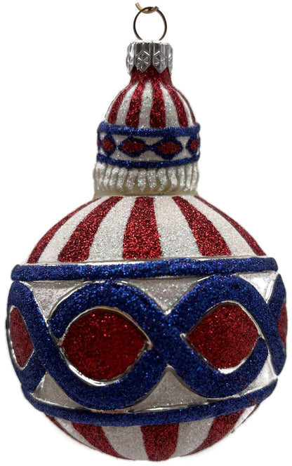 Patricia Breen Hollstrom Santa Patriotic Striped Christmas Tree Ornament NM 22224