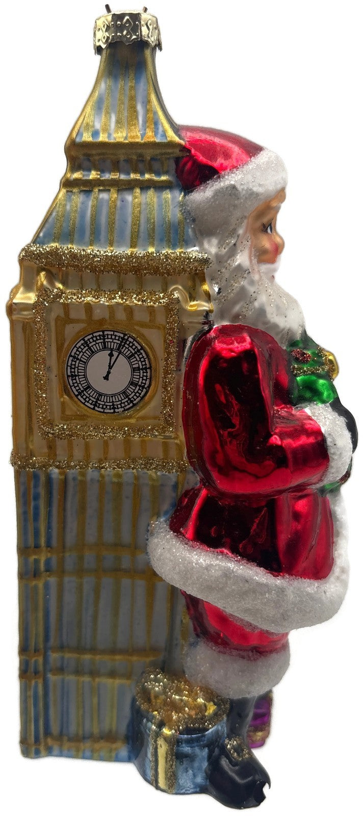 World Market Santa Big Ben London Wreath Glass Christmas Ornament England2