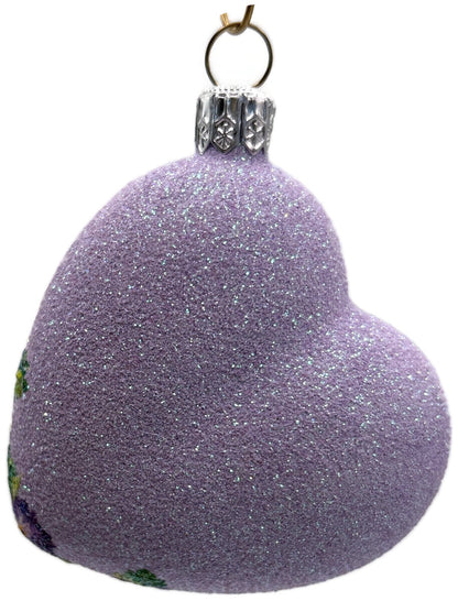 Patricia Breen Never Forget Pansies Lavender Heart Santa Christmas Ornament 25365