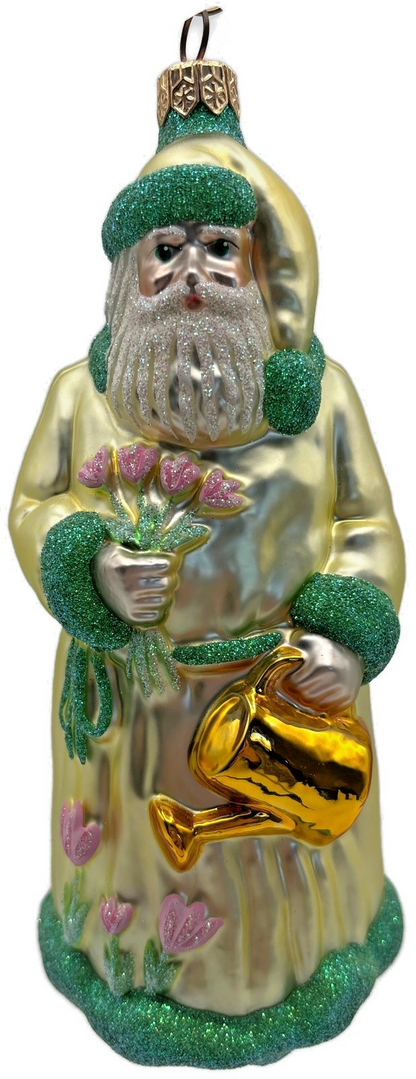 Patricia Breen Santa Dreams of Spring Yellow Pink Flower Christmas Ornament 97400