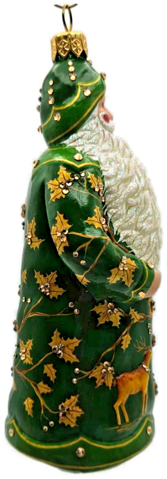 Patricia Breen 2014 Festonne Claus Green Gold Reindeer Christmas Ornament 34262