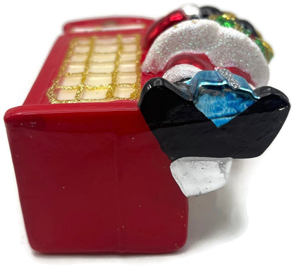World Market England Glass Santa with London Phone Boot Christmas Tree Ornament8