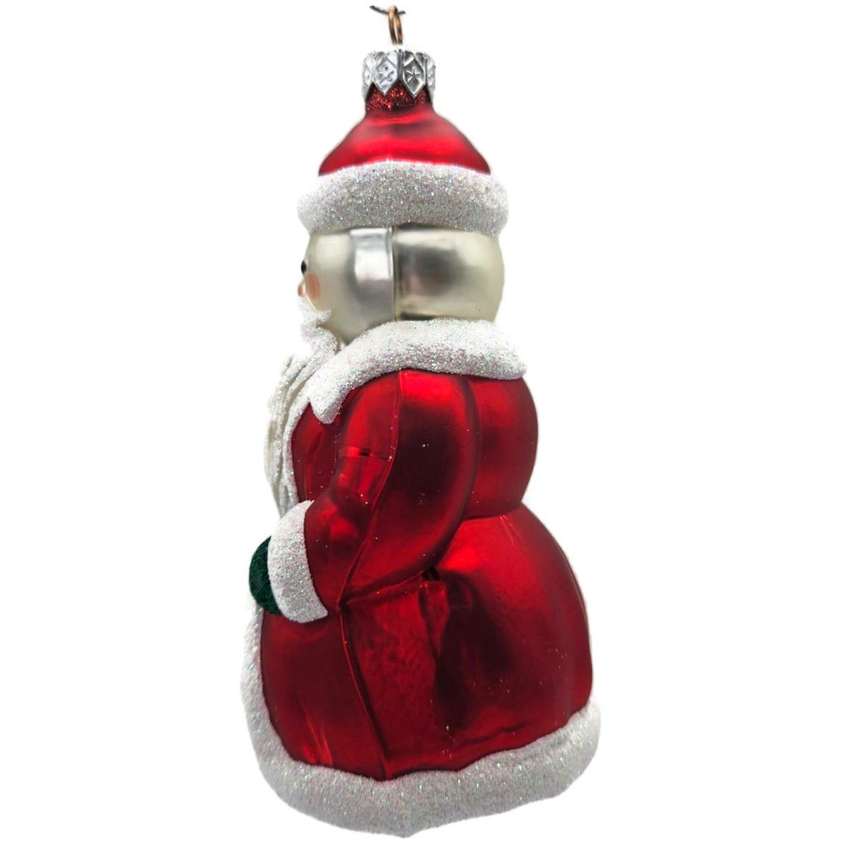 Patricia Breen Santa Snowman Red Matte Coat Green Glass Christmas Ornament 97605