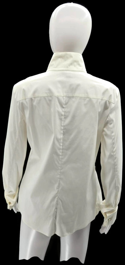Escada Natassa Off White Swarovski Button Up Blouse French Cuff Size 36 NWT4