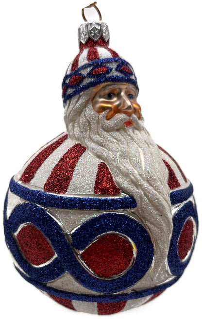 Patricia Breen Hollstrom Santa Patriotic Striped Christmas Tree Ornament NM 22227