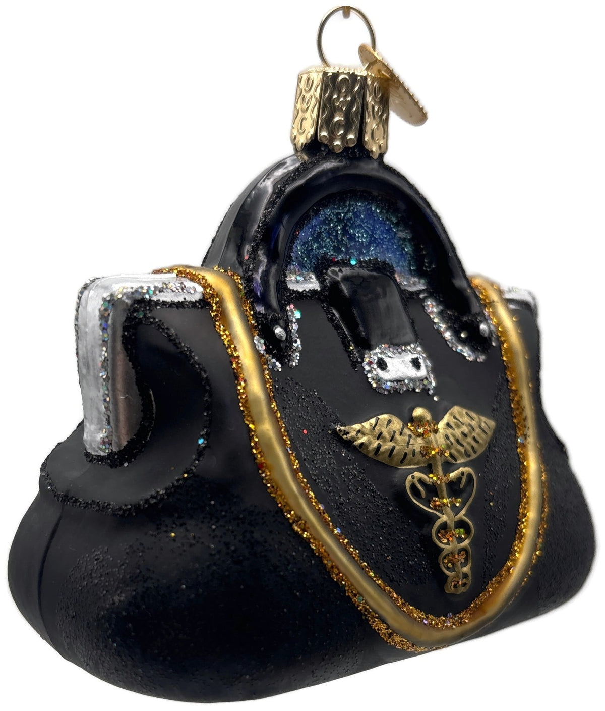 Old World Christmas 2006 Doctor's Bag Black Gold Glass OWC Christmas Ornament1