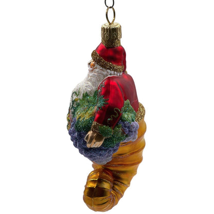 Patricia Breen Plymouth Santa Gold Fruits Fall Glass Christmas Ornament 22197