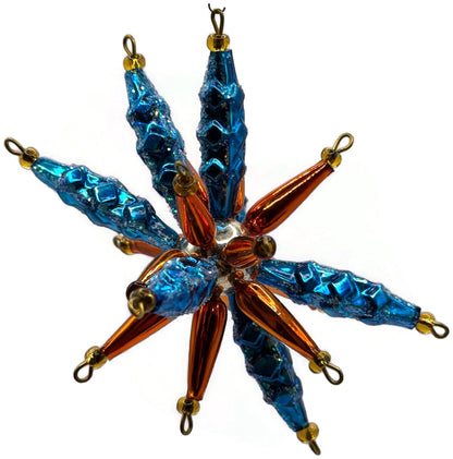 Christopher Radko Star Bright Blue Orange Beaded Christmas Ornament 99 391 09