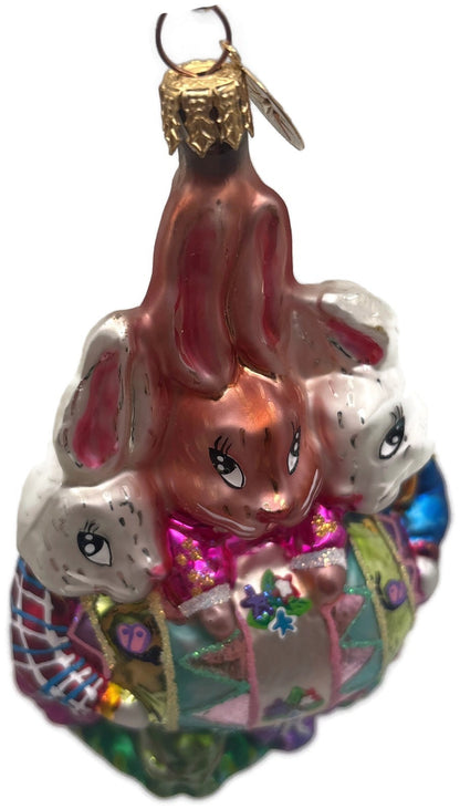 Christopher Radko 2001 Triple Treasure Easter Bunnies Glass Ornament 01 0478 08