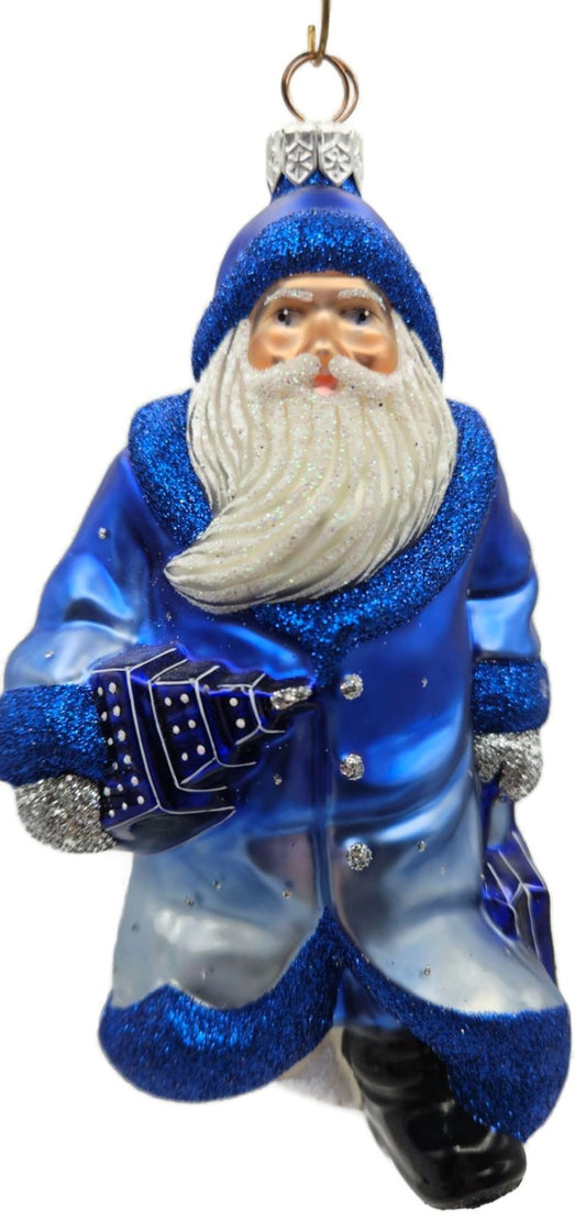 Patricia Breen City Santa Dawn Blue Silver Snowflakes Christmas Ornament0