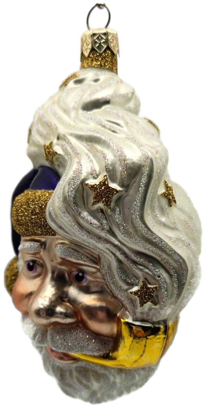 Patricia Breen Merry Olde Elf Purple Santa Head Stars Christmas Ornament 98297