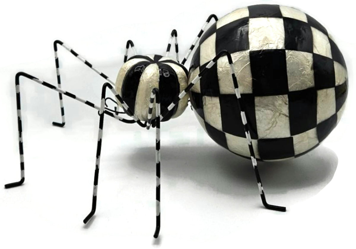 MacKenzie Childs Courtly Capiz Spider Metal Wire Check Halloween Decor Figurine2