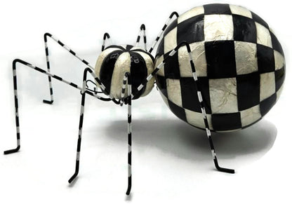 MacKenzie Childs Courtly Capiz Spider Metal Wire Check Halloween Decor Figurine2