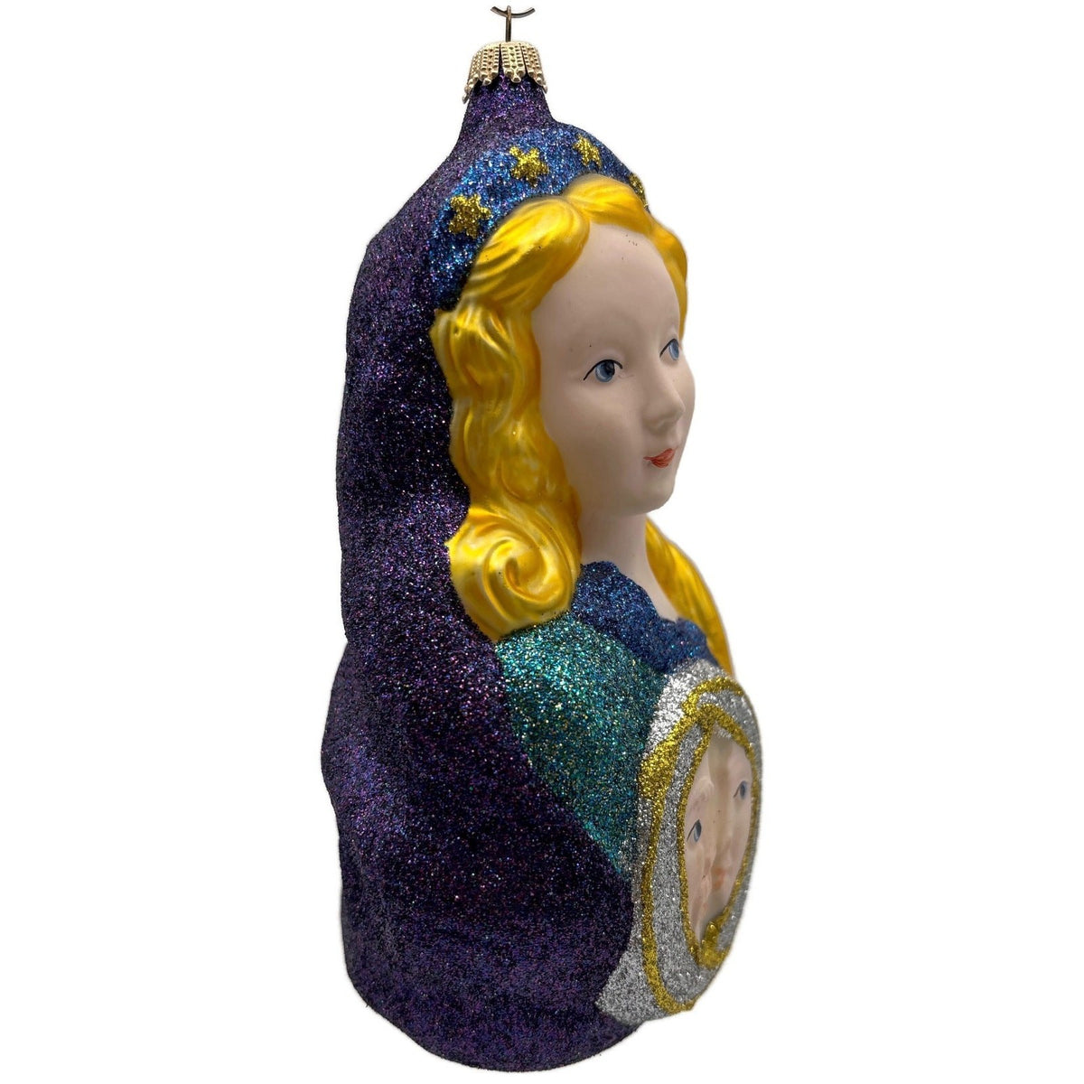 Larry Fraga Embracement Stars Purple Glitter Glass Holiday Christmas Ornament2