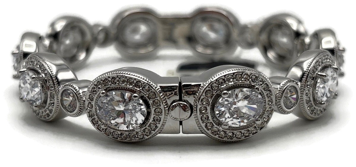 Nadri Crystal Halo CZ Line Bracelet Rhodium 7in NWT Nordstrom MSRP $1900