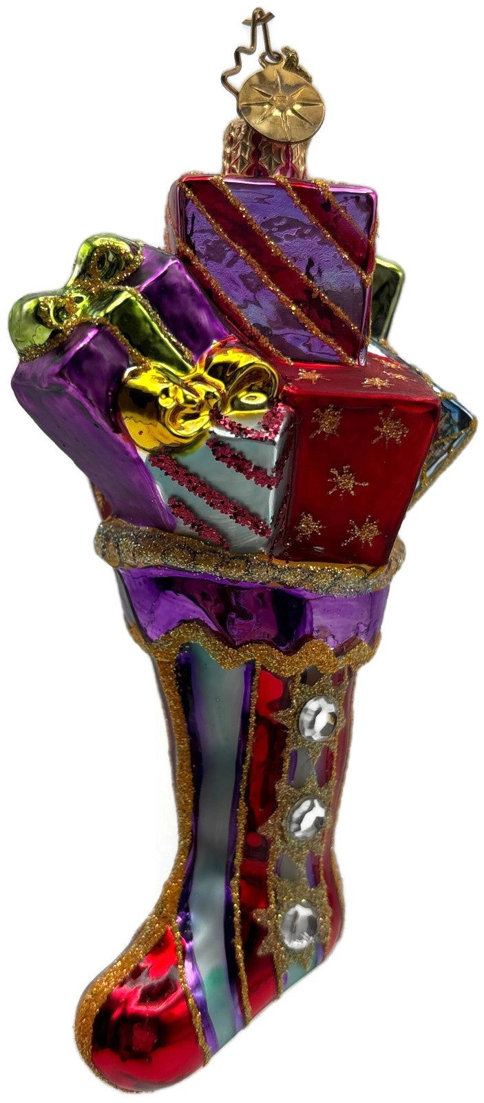 Christopher Radko Tasselet Trim Gifts Stocking Glass Christmas Ornament 30117477
