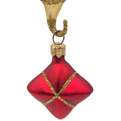 Patricia Breen Goodnight Santa Head Red Satin Gold Stars Christmas Ornament 97163