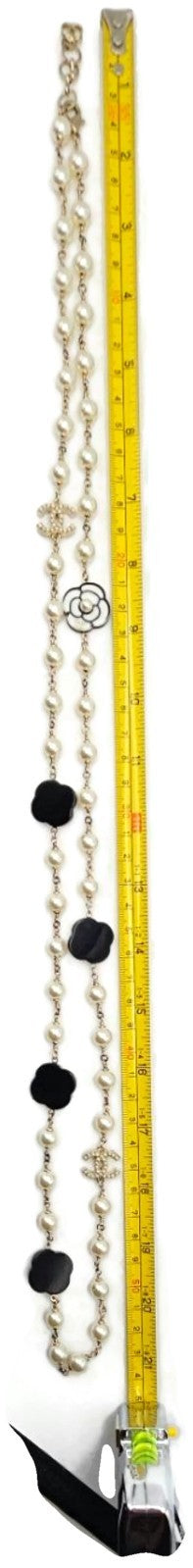 Chanel B19B Camellia Faux Pearl Crystal CC Long Necklace 2019 Gold w/ Box7