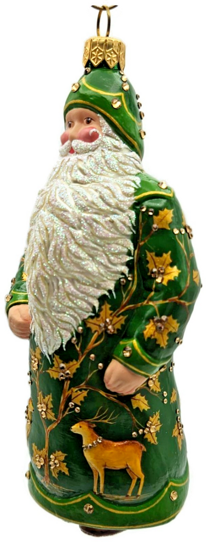 Patricia Breen 2014 Festonne Claus Green Gold Reindeer Christmas Ornament 34268