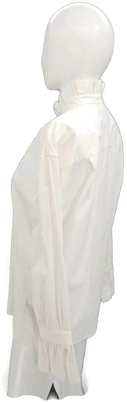 Burberry London Women's White Ruffle Collar Cuff Cotton Button Up Shirt US 6 NWT2