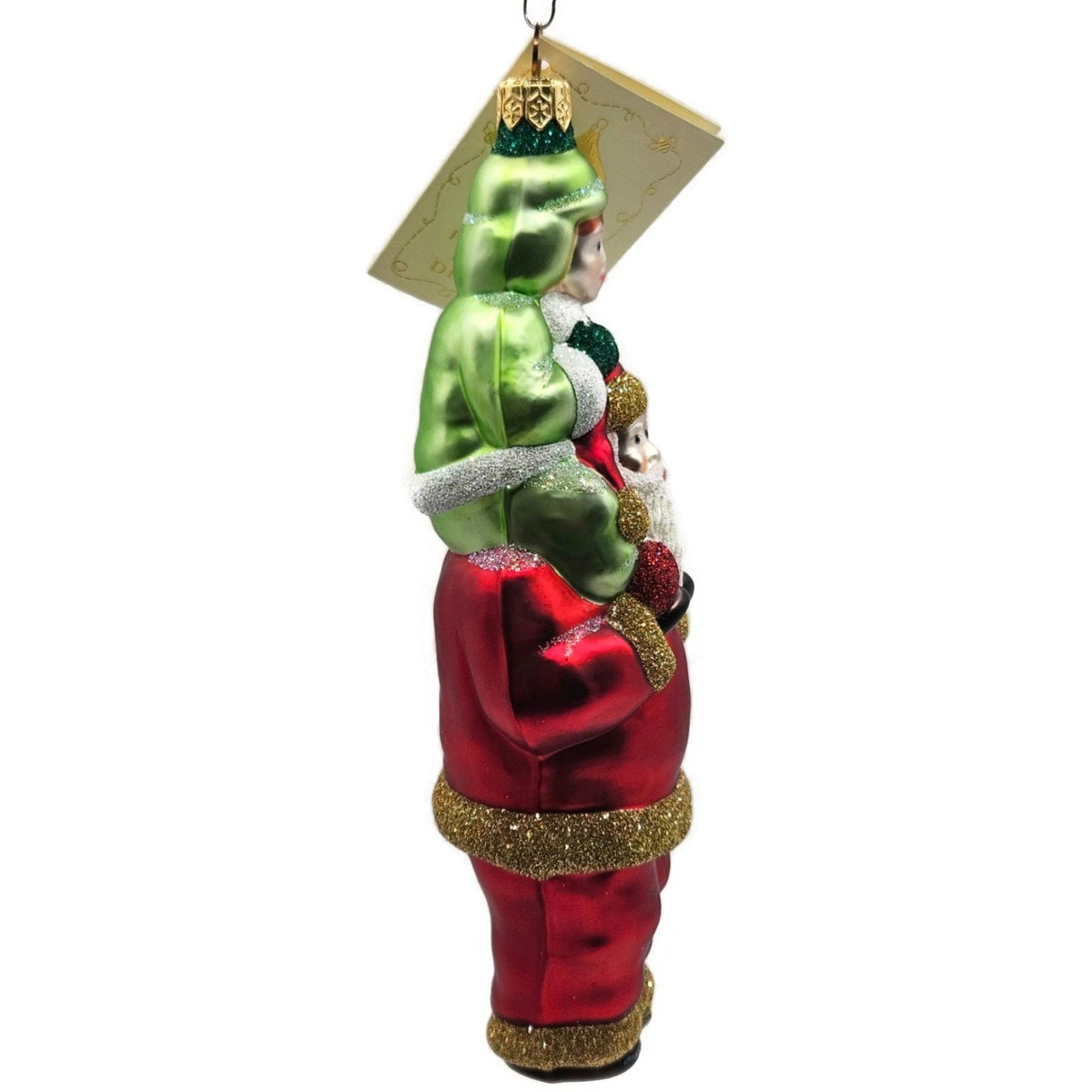 Patricia Breen Carry Me Santa Red Green Boy Glass Christmas Tree Ornament 98037