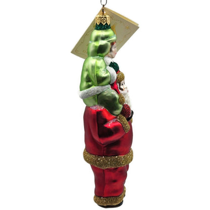 Patricia Breen Carry Me Santa Red Green Boy Glass Christmas Tree Ornament 98037
