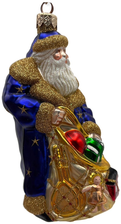 Patricia Breen Presents Blue Santa Claus Gift Toys Stars Christmas Ornament 20288