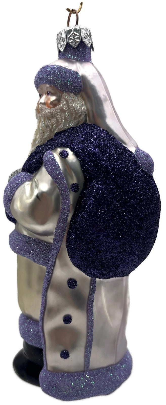 Patricia Breen Jordan Santa Purple Lavender Glass Christmas Tree Ornament 98232