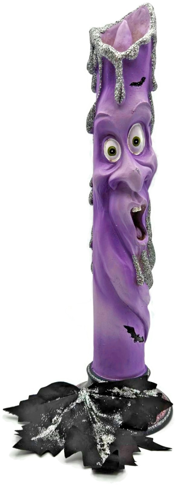 Kurt Adler Anthropomorphic LED Candle Stick Ghost Face Purple Halloween Decor2