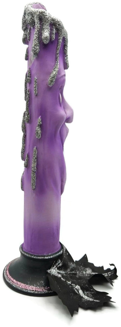Kurt Adler Anthropomorphic LED Candle Stick Ghost Face Purple Halloween Decor4