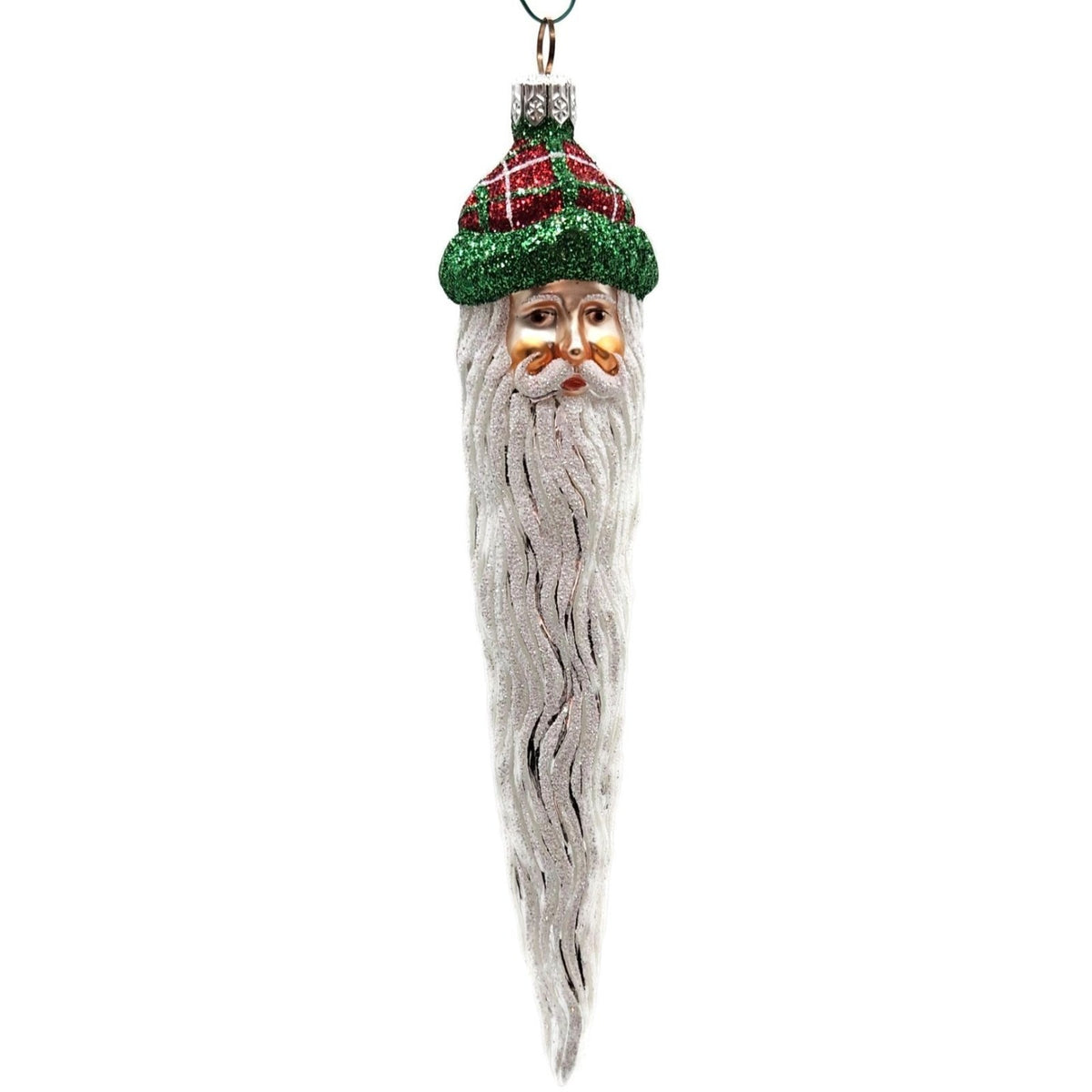 Patricia Breen Santa Claus Icicle Plaid Red Hat Drops Christmas Ornament 21320