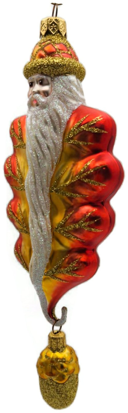 Patricia Breen Oak Leaf Santa Orange Matte Fall 2 Part Christmas Ornament 97327